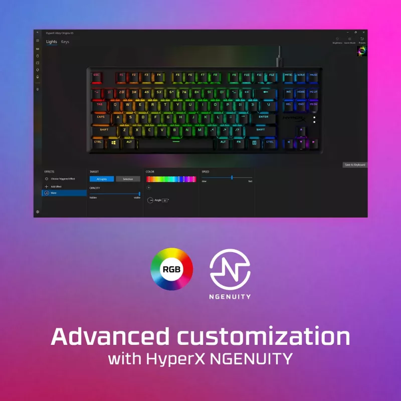 HyperX Alloy Origins Core - mechaninė žaidimų klaviatūra - HX Blue (JAV išdėstymas)