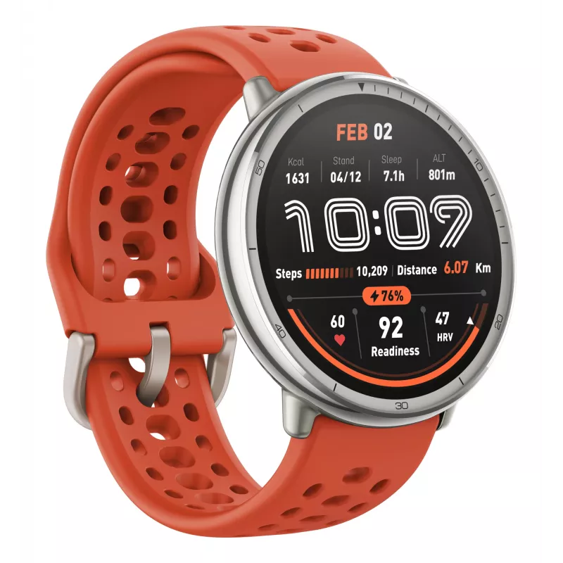 Amazfit Active 2 Premium 44 mm išmanusis laikrodis su juodu odiniu dirželiu (W2433EU1N)