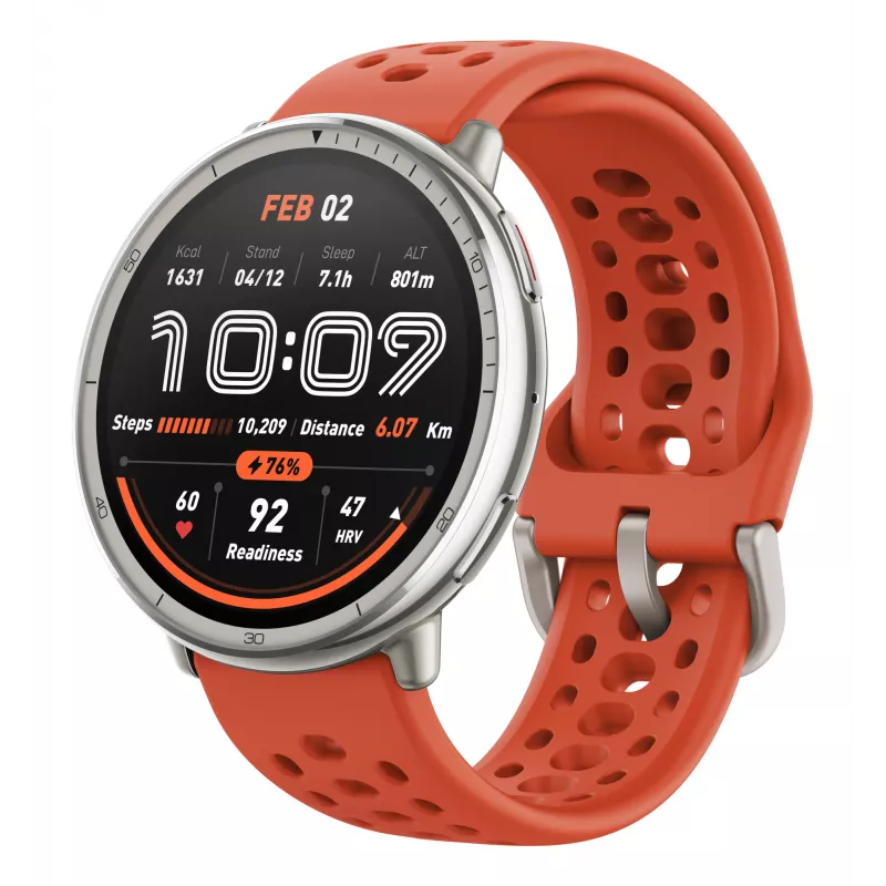 Amazfit Active 2 Premium 44 mm išmanusis laikrodis su juodu odiniu dirželiu (W2433EU1N)