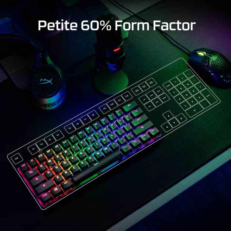 HyperX Alloy Origins 60 - Mechaninė žaidimų klaviatūra - HX Red (JAV išdėstymas)