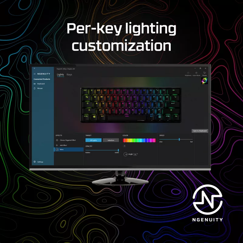 HyperX Alloy Origins 60 - Mechaninė žaidimų klaviatūra - HX Red (JAV išdėstymas)