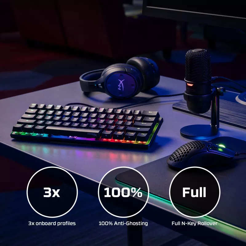 HyperX Alloy Origins 60 - Mechaninė žaidimų klaviatūra - HX Red (JAV išdėstymas)