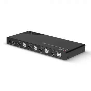Lindy KVM jungiklis HDMI 18G USB 2.0 Audio 4 prievadai 4K Ultra HD