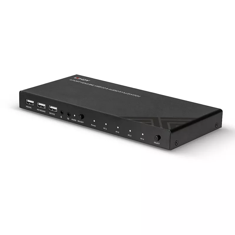 Lindy KVM jungiklis HDMI 18G USB 2.0 Audio 4 prievadai 4K Ultra HD