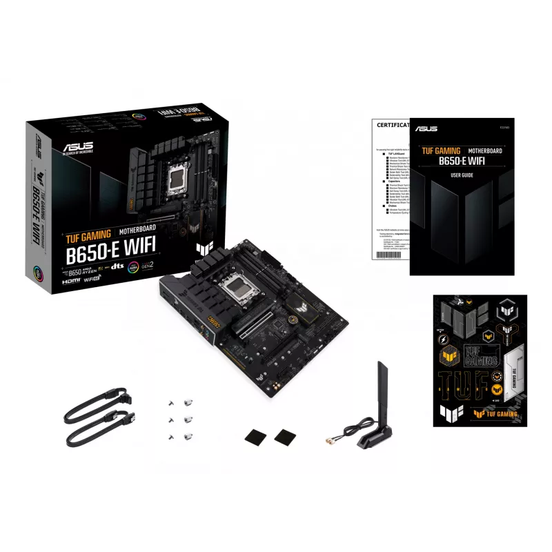 Motininė plokštė ASUS TUF GAMING B650-E WIFI ATX Socket AM5 DDR5 4x DIMM 192GB Wi‑Fi 6E Bluetooth 5.3 3x M.2 2.5Gb LAN