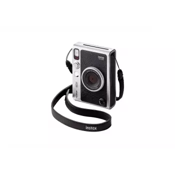 Momentinio spausdinimo fotoaparatas Fujifilm Instax Mini Evo — 1/5 colio CMOS 2560×1920, 3 colių TFT, 1/8000–0,25 s užraktas, įmontuota blykstė, 285 g, sidabrinis/juodas