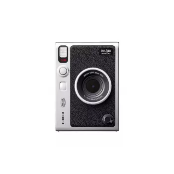Momentinio spausdinimo fotoaparatas Fujifilm Instax Mini Evo — 1/5 colio CMOS 2560×1920, 3 colių TFT, 1/8000–0,25 s užraktas, įmontuota blykstė, 285 g, sidabrinis/juodas