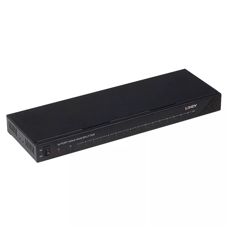 Lindy 16 prievadų HDMI 4K60 daliklis 16x HDMI 3840x2160 juodas