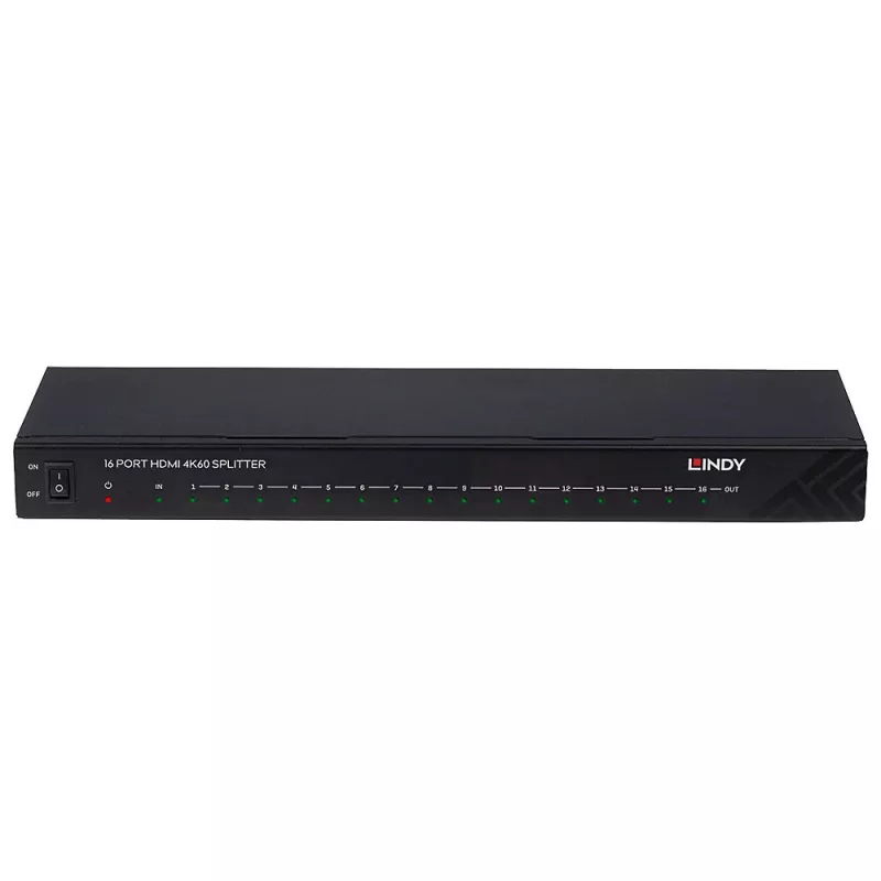Lindy 16 prievadų HDMI 4K60 daliklis 16x HDMI 3840x2160 juodas