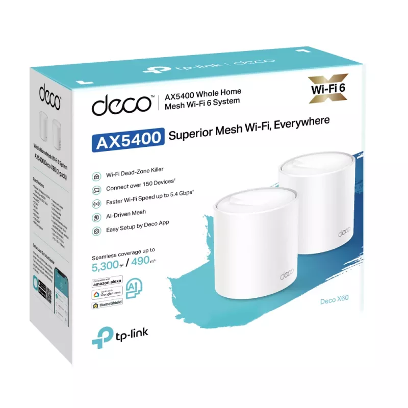 TP-Link AX3000 viso namo „Mesh“ Wi-Fi 6 sistema, 2 vnt. rinkinys