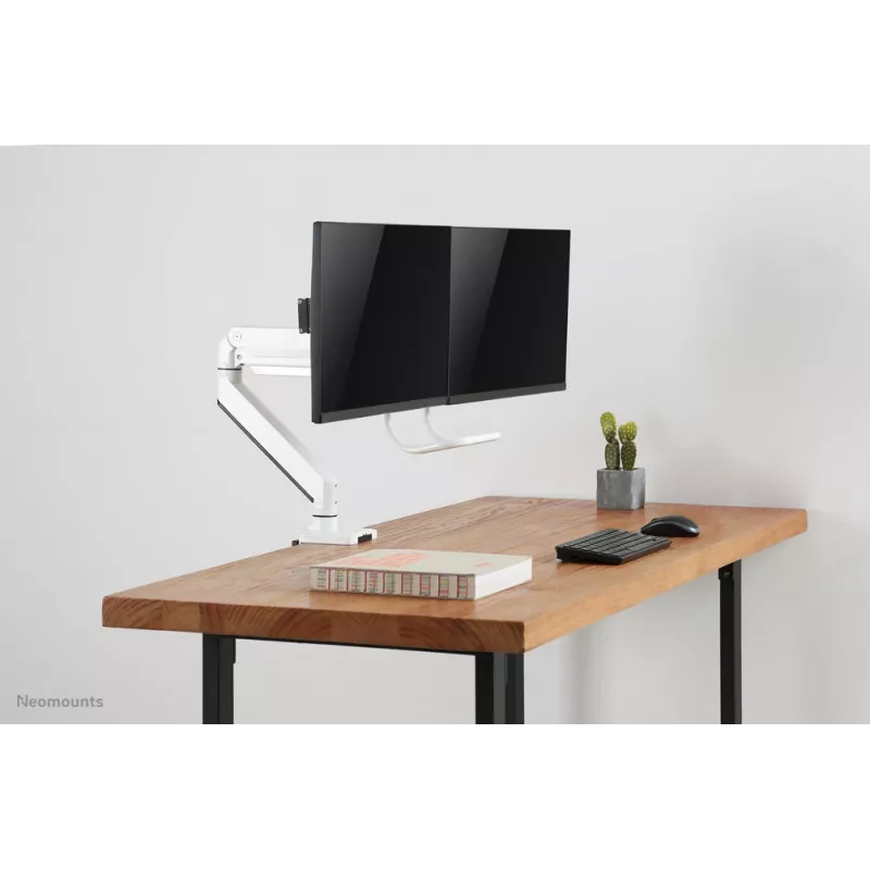 Neomounts NM-D775DXWHITE Monitoriaus laikiklis 10-32 colių – dujinė spyruoklė – Topfix – 180° stabdiklis