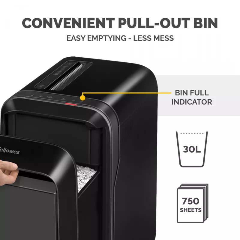 Popieriaus smulkintuvas Fellowes LX Series Powershred LX220, mini pjūvis 4x12 mm, 20 lapų, 30 l, 65 dB, juodas