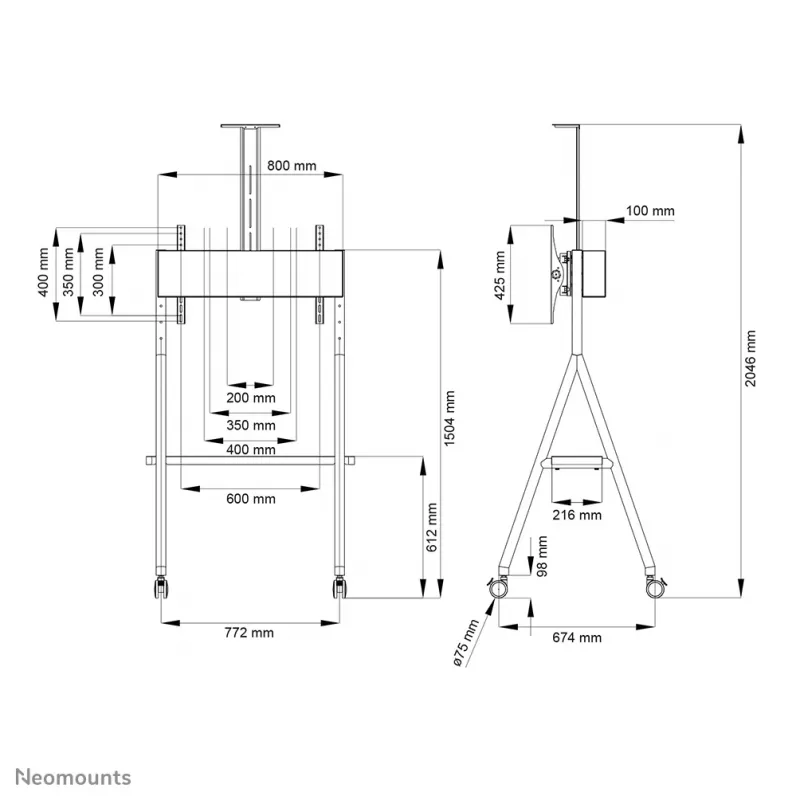 Neomounts NS-M1500WHITE televizoriaus vežimėlis 32-65 colių