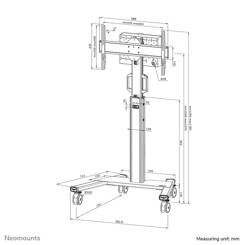 Neomounts FL50S-825WH1 mobilus stovas televizoriui 37-75 col. - TÜV