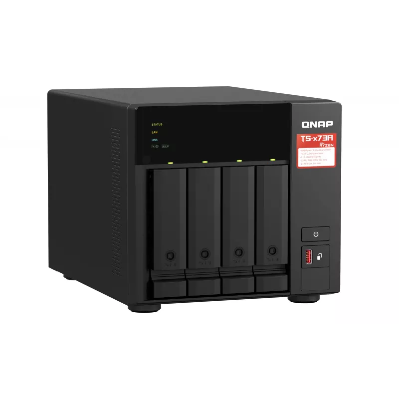 QNAP TS-473A NAS bokštas Ryzen Embedded V1500B 8 GB DDR4 0 TB QNAP Turbo System juoda