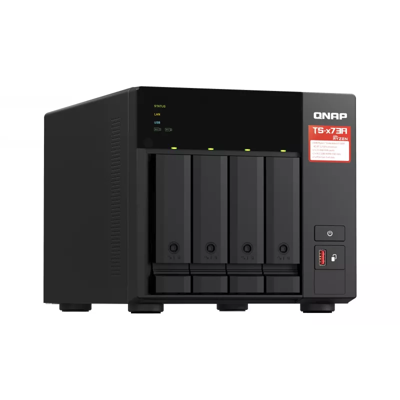 QNAP TS-473A NAS bokštas Ryzen Embedded V1500B 8 GB DDR4 0 TB QNAP Turbo System juoda