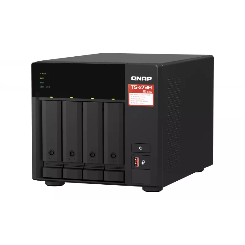 QNAP TS-473A NAS bokštas Ryzen Embedded V1500B 8 GB DDR4 0 TB QNAP Turbo System juoda
