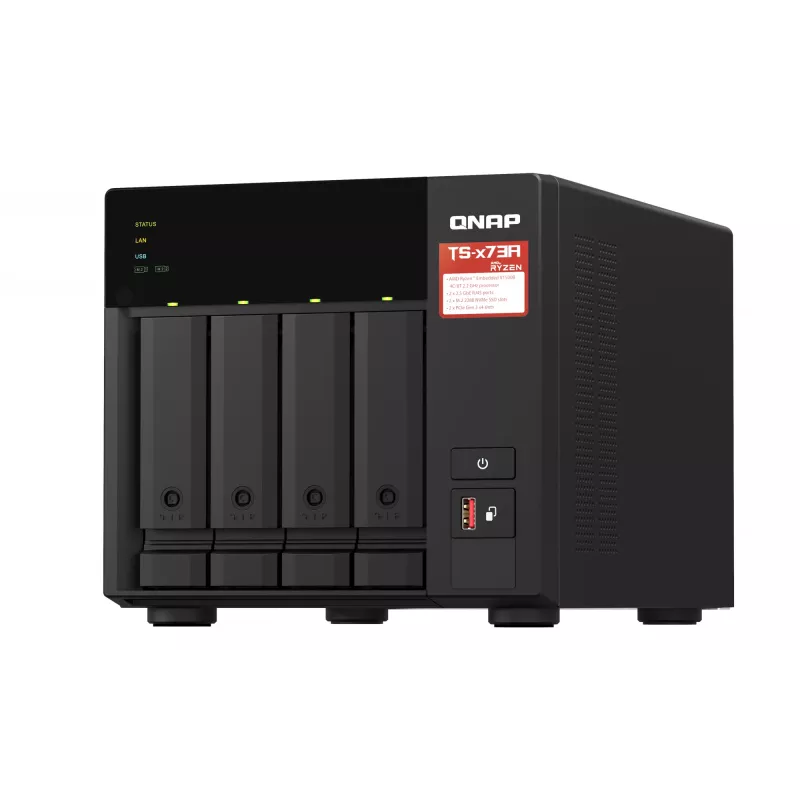 QNAP TS-473A NAS bokštas Ryzen Embedded V1500B 8 GB DDR4 0 TB QNAP Turbo System juoda