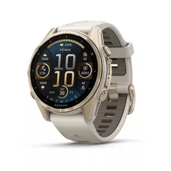 Išmanusis laikrodis Garmin fenix 8 Gold 43 mm, AMOLED 1,3 colio, Safyras, 10 ATM, GPS/GLONASS/BeiDou/Galileo, 32 GB, baterija 10 dienų