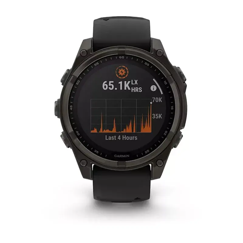 Sportinis išmanusis laikrodis GARMIN fenix 8 Black – 51 mm korpusas, Safyro stiklas, saulės įkrovimas, GPS, 32 GB, 10 ATM, 1,3 colio ekranas