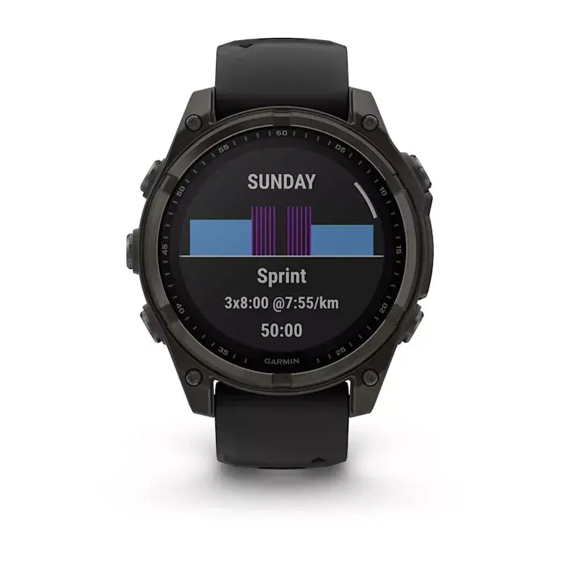 Sportinis išmanusis laikrodis GARMIN fenix 8 Black – 51 mm korpusas, Safyro stiklas, saulės įkrovimas, GPS, 32 GB, 10 ATM, 1,3 colio ekranas