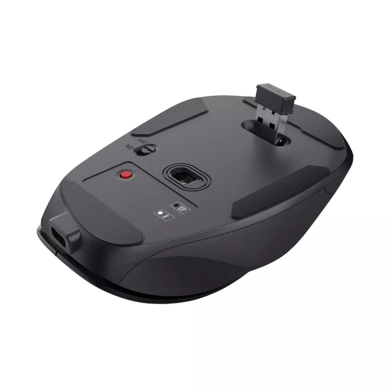 TRUST Fyda Office belaidė dešiniarankė pelė – RF + Bluetooth, optinė 2400 DPI, 6 mygtukai, juoda