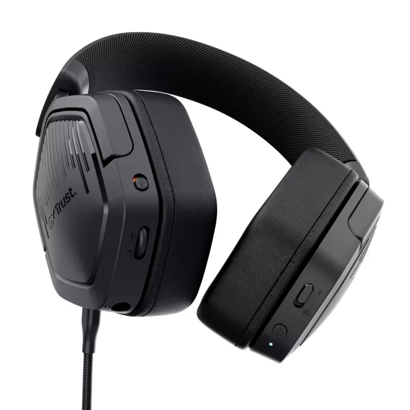 Ausinės TRUST GXT 493PS Carus – laidinės ir belaidės (Bluetooth), uždengiančios ausis, lankeliu, 20–20000 Hz, 1,2 m, juodos