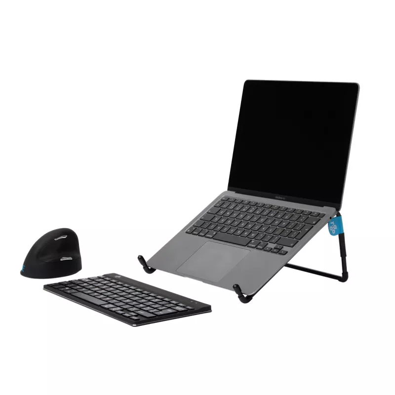 R-Go Tools nešiojamojo kompiuterio stovas R-Go Steel Travel, ergonomiškas ir sulankstomas, tinka 10-22 colių nešiojamam kompiuteriui, juodas