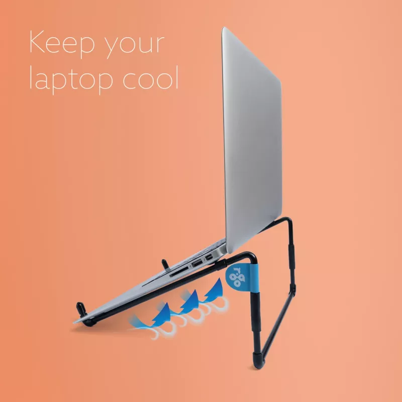 R-Go Tools nešiojamojo kompiuterio stovas R-Go Steel Travel, ergonomiškas ir sulankstomas, tinka 10-22 colių nešiojamam kompiuteriui, juodas