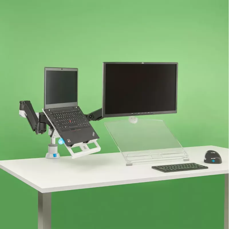 R-Go Tools Laikiklis nešiojamam kompiuteriui R-Go Morelia, modulis skirtas Caparo ir Zepher monitoriaus rankoms