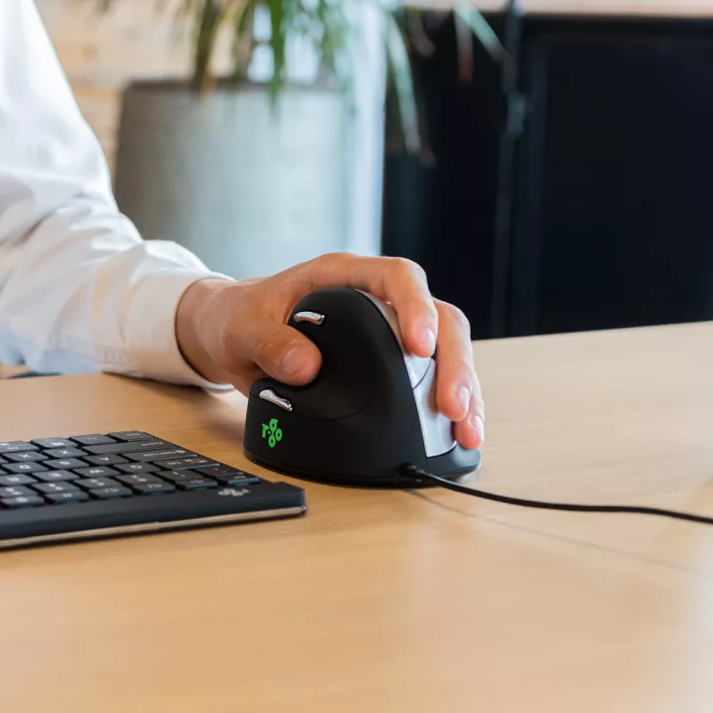 R-Go Tools ergonominė pelė R-Go HE Break su pertraukų programine įranga, didelė (rankos dydis ≥ 185 mm), kairiarankiams, laidinė, juoda