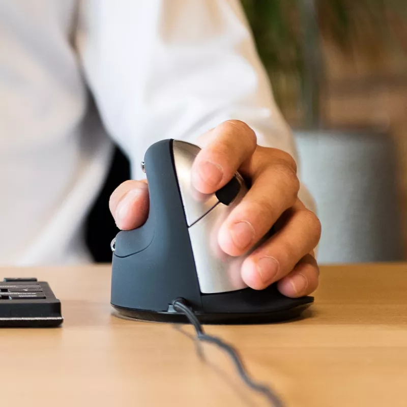 R-Go Tools ergonominė pelė R-Go HE Break su pertraukų programine įranga, didelė (rankos dydis ≥ 185 mm), kairiarankiams, laidinė, juoda