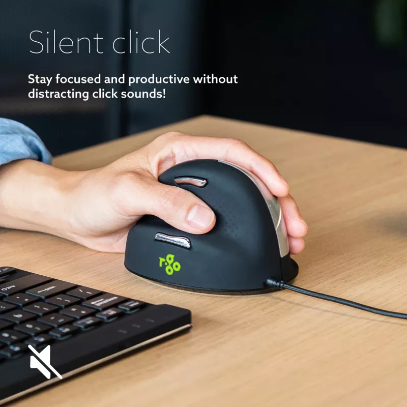R-Go Tools ergonominė pelė R-Go HE Break su pertraukų programine įranga, didelė (rankos dydis ≥ 185 mm), kairiarankiams, laidinė, juoda