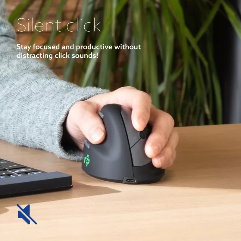 R-Go Tools Ergonominė pelė R-Go HE Break su pertraukų programine įranga, vidutinė (rankos dydis 165-185 mm), kairiarankiams, Bluetooth, juoda