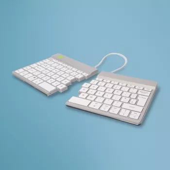 Ergonominė klaviatūra R-Go Split Break su pertraukų programine įranga, išskirta klaviatūra, QWERTY (UK), Bluetooth, balta
