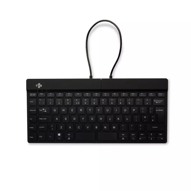 Ergonominė klaviatūra R-Go Split Break su pertraukų programine įranga, išskirta klaviatūra, QWERTY (JK), Bluetooth, juoda