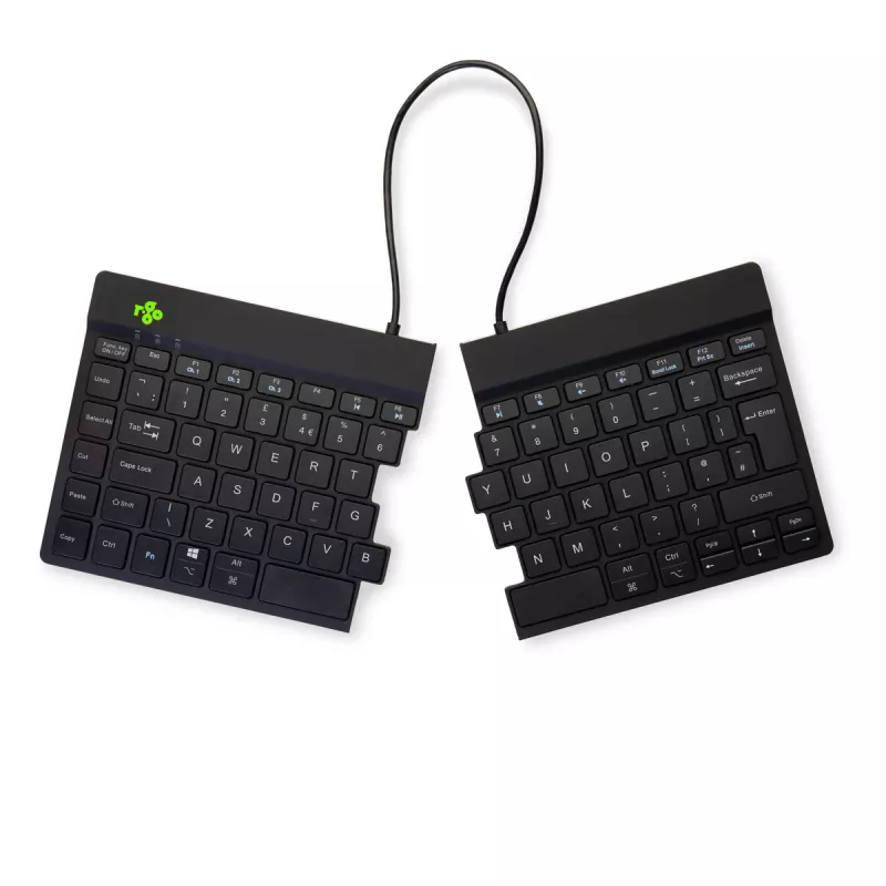 Ergonominė klaviatūra R-Go Split Break su pertraukų programine įranga, išskirta klaviatūra, QWERTY (JK), Bluetooth, juoda