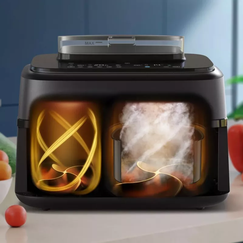Kaitintuvo ventiliatorinė orkaitė Philips 5000 serijos NA551/00 – 9 l talpa, 2300 W, jutiklinis valdymas, LED ekranas, juoda/sidabrinė