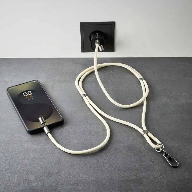 USB-C laidas Intenso Handykette 1,65 m, pintas nailonas, smėlio spalvos