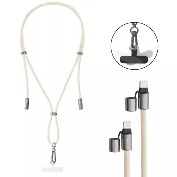 USB-C laidas Intenso Handykette 1,65 m, pintas nailonas, smėlio spalvos