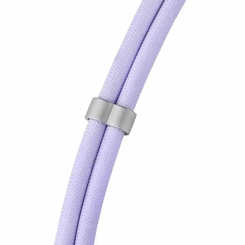 Intenso USB-C įkrovimo dirželis telefonui su laidu 60W greitas įkrovimas reguliuojamas ilgis 1,65m nailonas violetinis