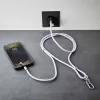Intenso USB-C įkrovimo dirželis telefonui su laidu 60W greitas įkrovimas reguliuojamas ilgis 1,65m nailonas violetinis
