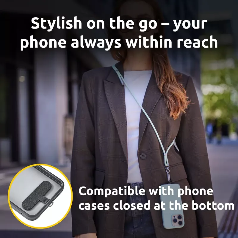 Intenso USB-C įkrovimo dirželis telefonui su laidu 60W greitas įkrovimas, reguliuojamas ilgis 1,65m, nailonas, žalia