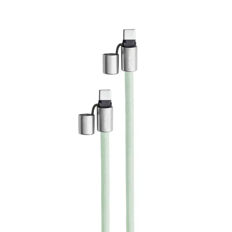 Intenso USB-C įkrovimo dirželis telefonui su laidu 60W greitas įkrovimas, reguliuojamas ilgis 1,65m, nailonas, žalia