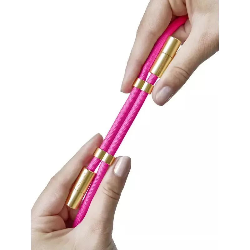 Intenso USB-C krovimo dirželis telefonui neoninė rožinė 60W greitasis krovimas reguliuojamas ilgis 1,65 m nailonas