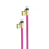 Intenso USB-C krovimo dirželis telefonui neoninė rožinė 60W greitasis krovimas reguliuojamas ilgis 1,65 m nailonas