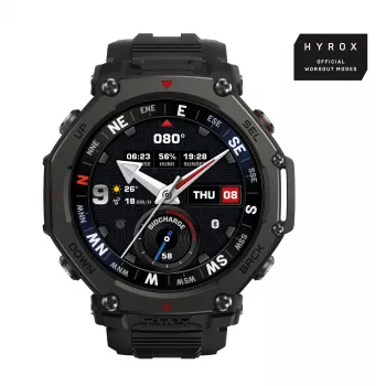 Amazfit T-Rex 3 Pro 3,81 cm (1,5 colio) AMOLED 48 mm Skaitmeninis 480 x 480 pikselių Liečiamas ekranas Juodas „Wi-Fi“ GPS (palydovinis)