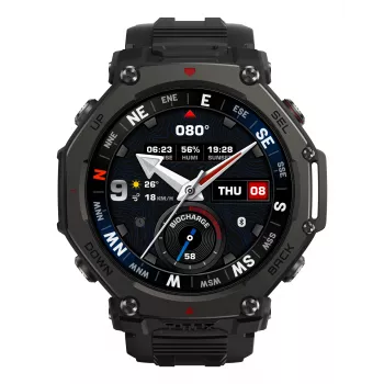 Amazfit T-Rex 3 Pro 3,81 cm (1,5 colio) AMOLED 48 mm Skaitmeninis 480 x 480 pikselių Liečiamas ekranas Juodas „Wi-Fi“ GPS (palydovinis)