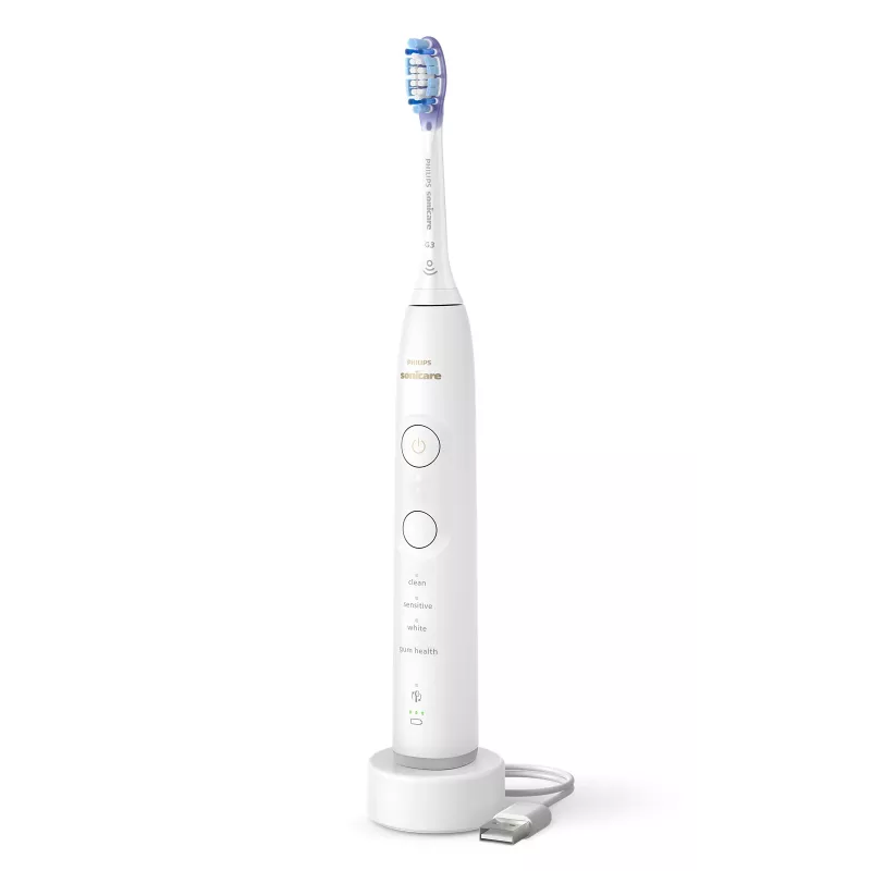 Sonic dantų šepetėlis Philips Series 7100 HX7420/01 — 62 000 judesių/min, 4 režimai, slėgio jutiklis, Bluetooth, įkraunamas (baltas)