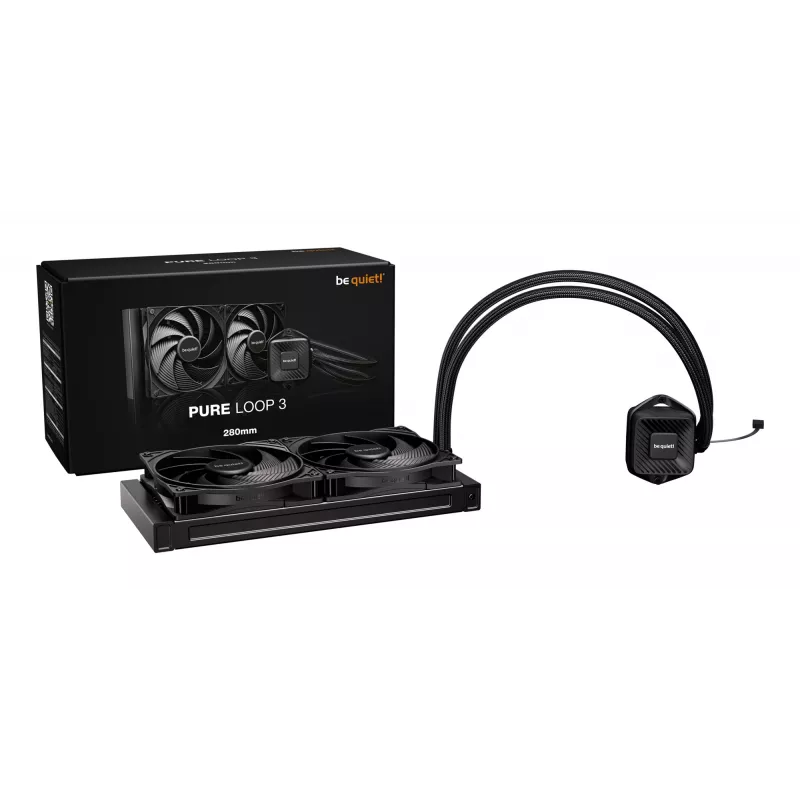 Viso viename skystas aušintuvas be quiet! PURE LOOP 3 — 140 mm ventiliatorius, juodas, tinka LGA 1150/1151/1155/1200/1700 ir AM4/AM5